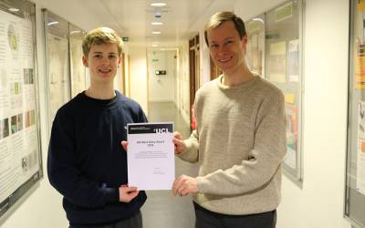 DAI Best Video 2018 winner Christopher Hutton presented a certificate by Pro.Marc-Olivier Coppens