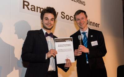 Sir Denis Rooke Research Scholarship 2016/17 winner Marco Quaglio presented a certificate by Pro.Marc-Olivier Coppens