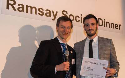 IAB Alumni Choice Best Poster winner Vasileios Charitopoulos presented a certificate by Pro.Marc-Olivier Coppens