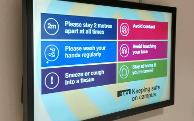 Keeping safe on campus digital screen message