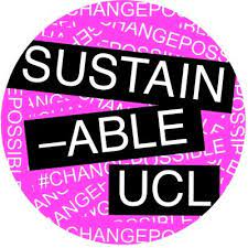 Sustainable UCL Logo - pink background with sustainable UCL written in foreground