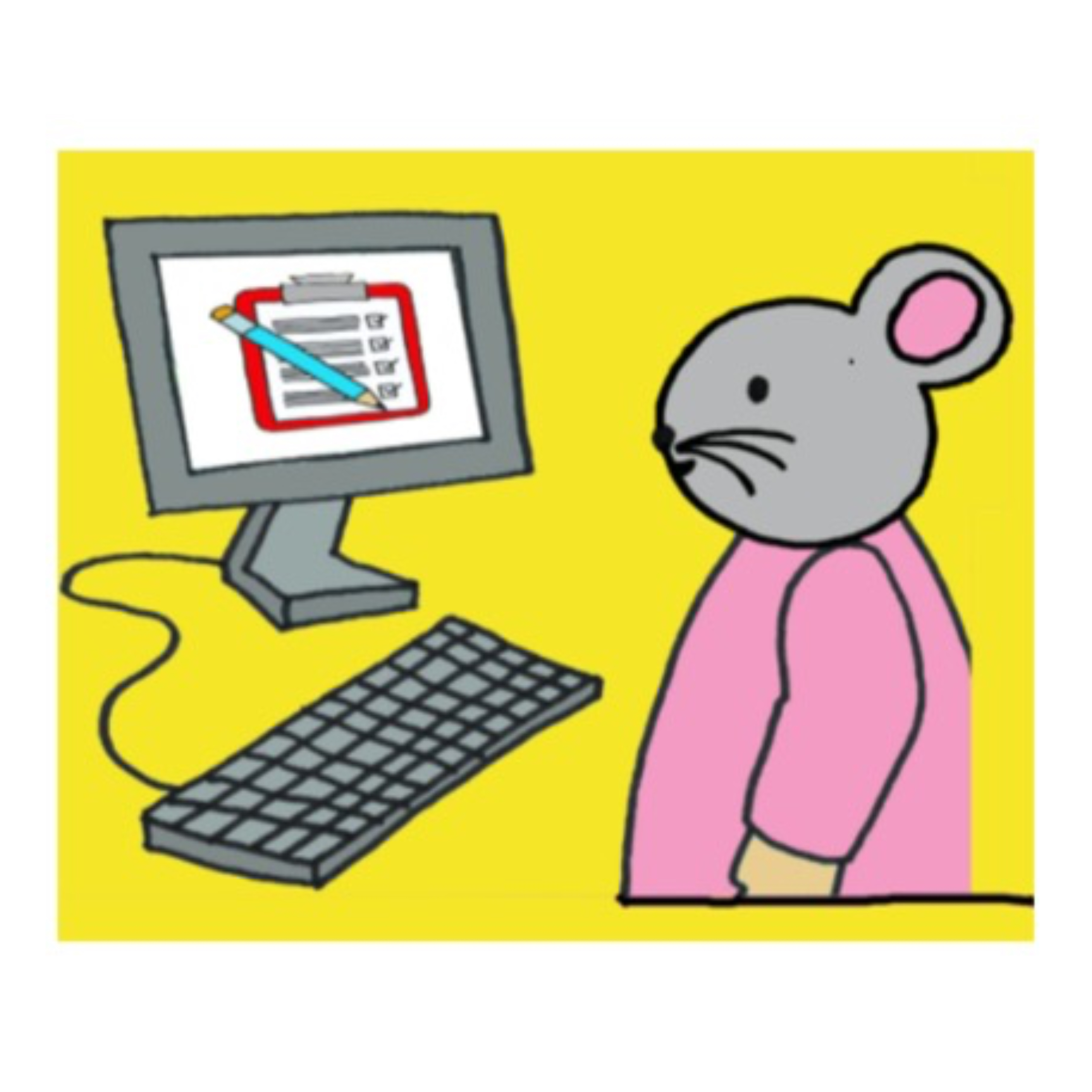 MICE Project Mice Mother Signing Consent Form on the Computer, Yellow Background