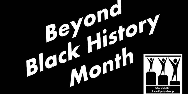 White text on a black background with the words Beyond Black History Month