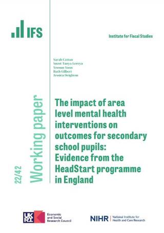 image of the working paper - the impact of area level mental health interventions on outcomes for secondary school pupils