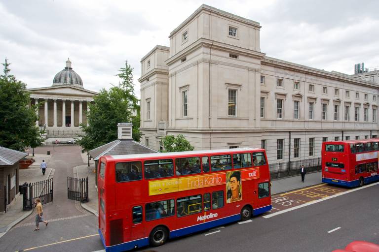 London bus outside the Chadwick Building UCL