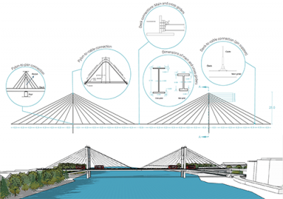 Architectural design drawing of Hammersmith Bridge