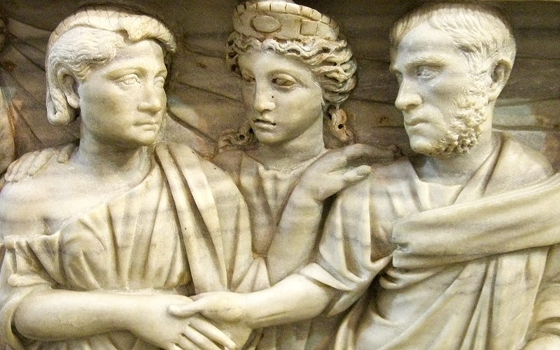 Bas relief, 3 people, Rome Palazzo Massimo