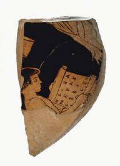 Boy reading a scroll (470-450 BC), Getty