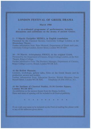 1988 Medea London festival poster
