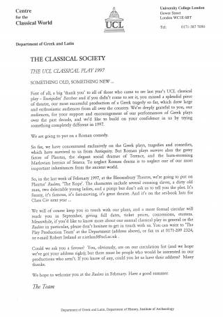 1997 The Rope Classics society announcement 