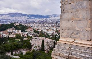 A view of the Areopagos hill from the Athenian Acropolis