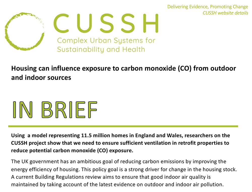 Housing can influence exposure to carbon monoxide (CO) from outdoor and indoor sources