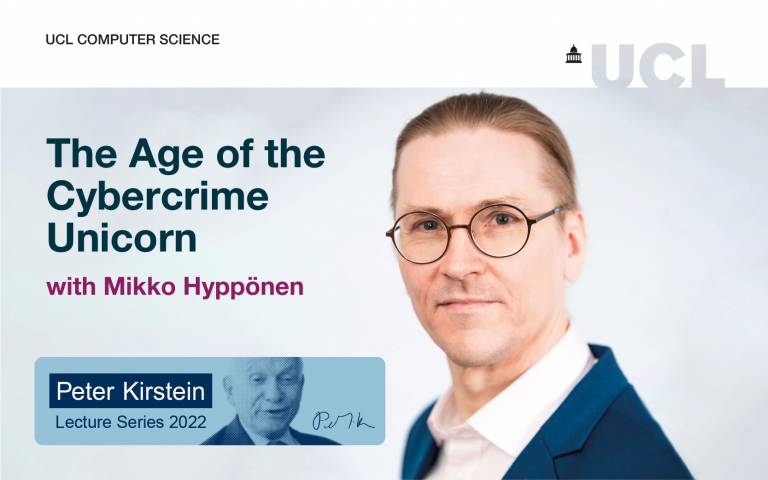 Mikko Hyppönen at Peter Kirstein Lecture advert