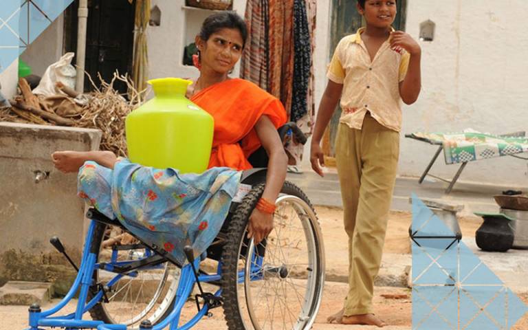 Indian woman in wheelchair