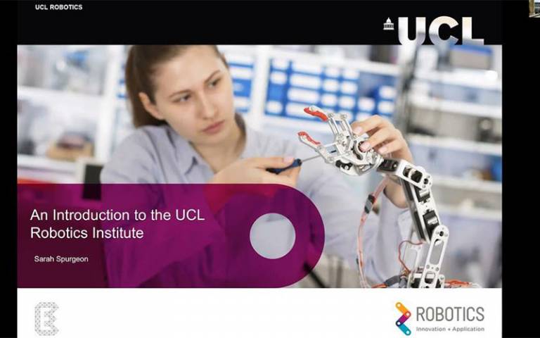 Screenshot of UCL 1st Robotics Workshop webinar