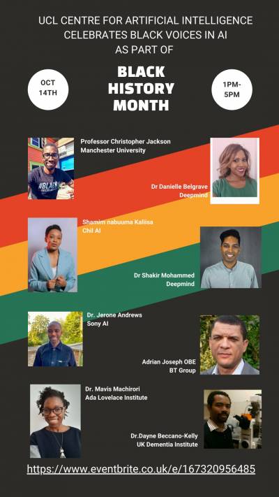 Speakers for Black History Month AI Centre event 2021