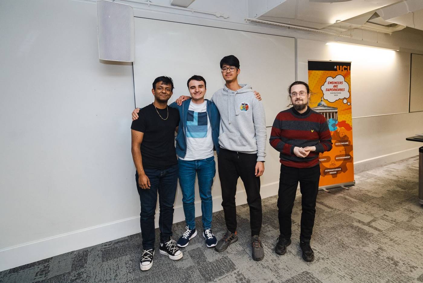 1st place team winners for UCL Engineers are Superheroes hackathon 