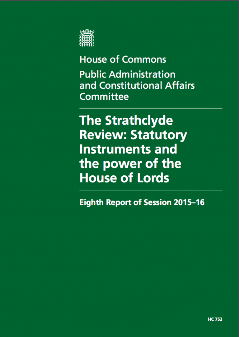 The Strathclyde Review: Statutory Instruments and the power of the House of Lords