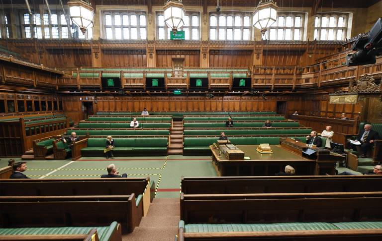 The House of Commons operating under social distancing measures 