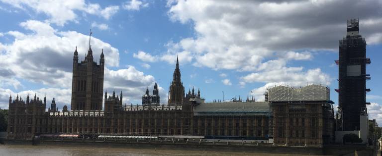 Houses of parliament under scaffolding