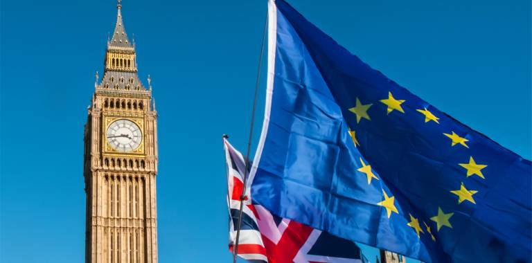 UK and EU flag in front of Big Ben