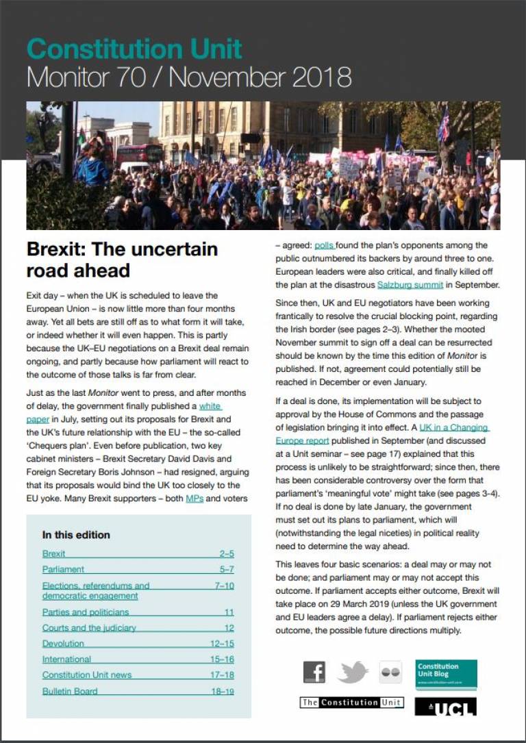Monitor 70 Brexit: The uncertain road ahead frontpage