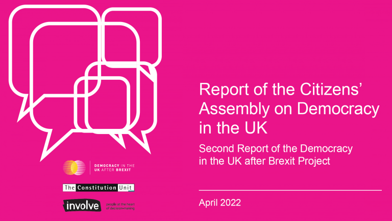 Report of the Citizens’ Assembly on Democracy in the UK