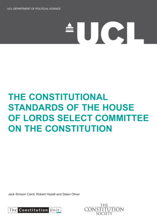 The Constitutional Standards of the House of Lords Select Committee on the Constitution