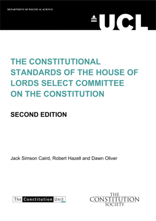 The Constitutional Standards of the House of Lords Select Committee on the Constitution, Second Edition