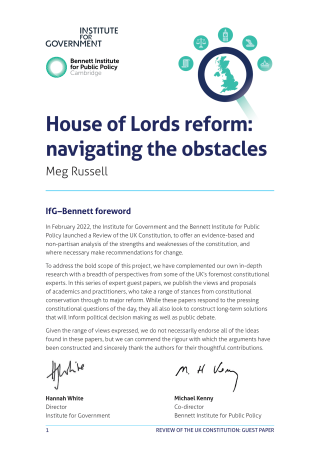 House of Lords Reform: Navigating the Obstacles front cover