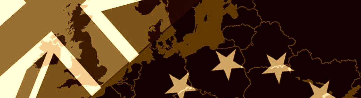 A UK and EU flag in sepia