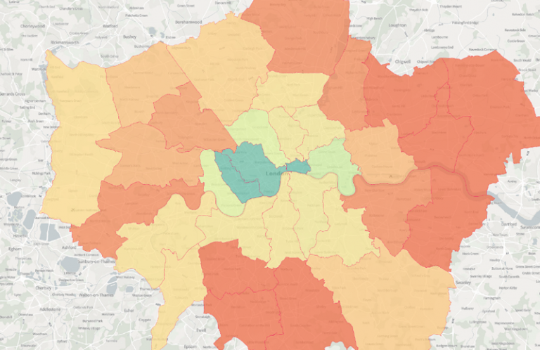 Exract from the London Solar Opportunity Map - GLA