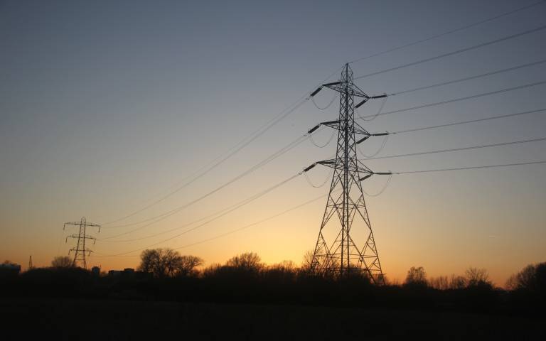 photo of pylons at Hackney marshes