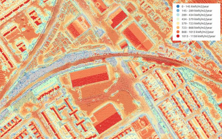 photo of solar map developed by UCL's energy institute