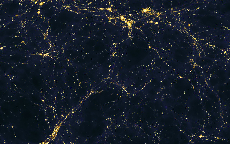 Large scale structure of the Universe, formed in a simulation from gravitational instability acting on tiny initial density fluctuations. Credit: Andrew Pontzen and Fabio Governato