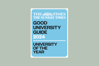 Light blue logo which says "The Times, The Sunday Times. Good University Guide 2024. University of the Year"