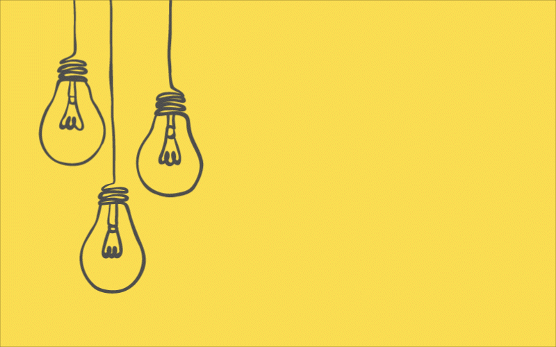 Design Consultancy Animation GIF - Three lightbulbs on yellow background  