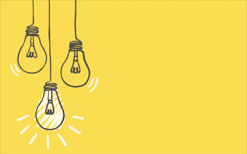 Information - Three clear lightbulbs switched on illustration on yellow background