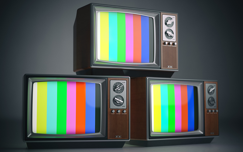 Live Events Teaser - Old style television sets displaying test colour bars
