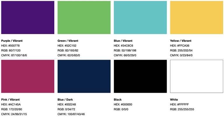 New 2023 UCL Brand primary colour palette