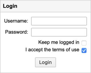 Imagestore Login box form with username and password fields