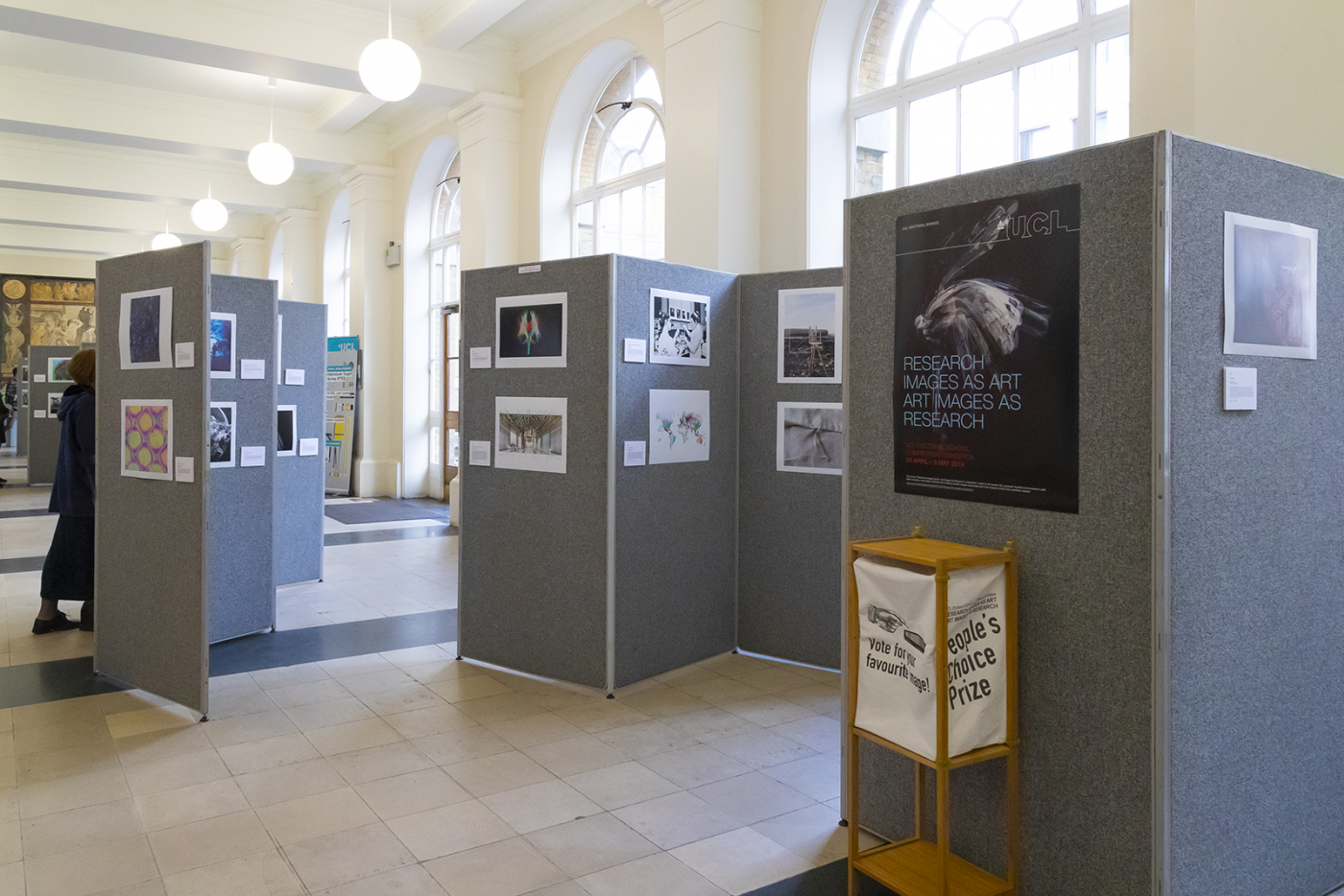 Research images as art exhibition in Cloisters