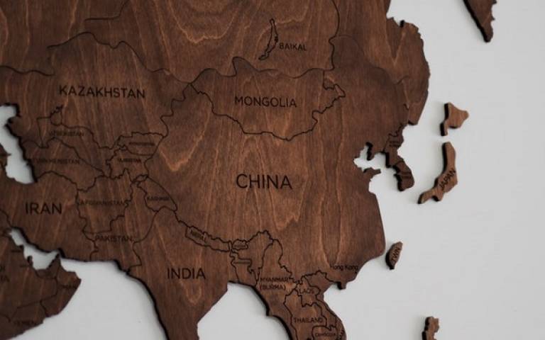 old wooden map of asia