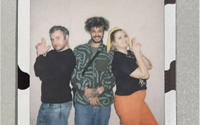 photo of a cropped poloroid of three people, posing like Charlie's Angels. These are the Future Formed team.