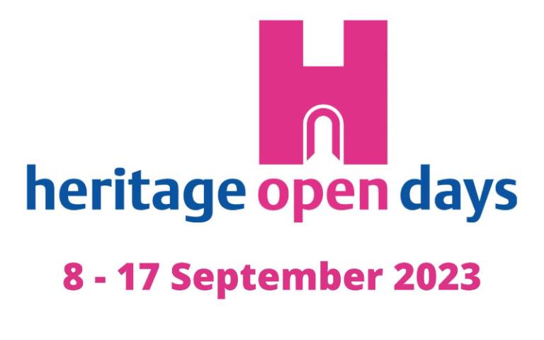 Blue and pink logo reading 'Heritage Open Days'