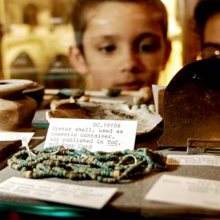 Children looking into a museum case
