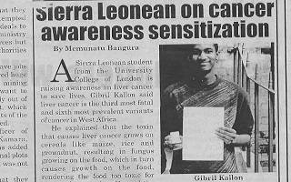 An image of a Sierra Leonean news article about this project