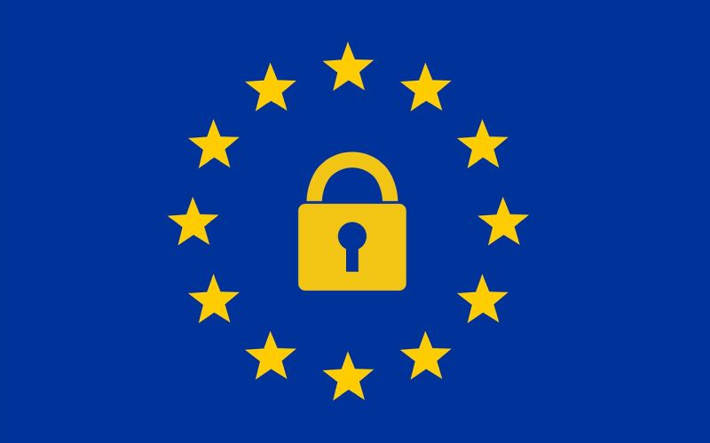European Union flag and General Data Protection symbol