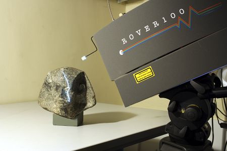 Stone head UC14363 being laser scanned