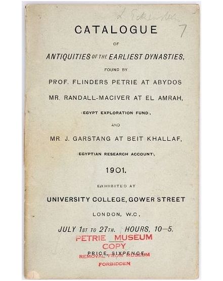 Catalogue from the 1901 Exhibition. From the Petrie Museum archive.